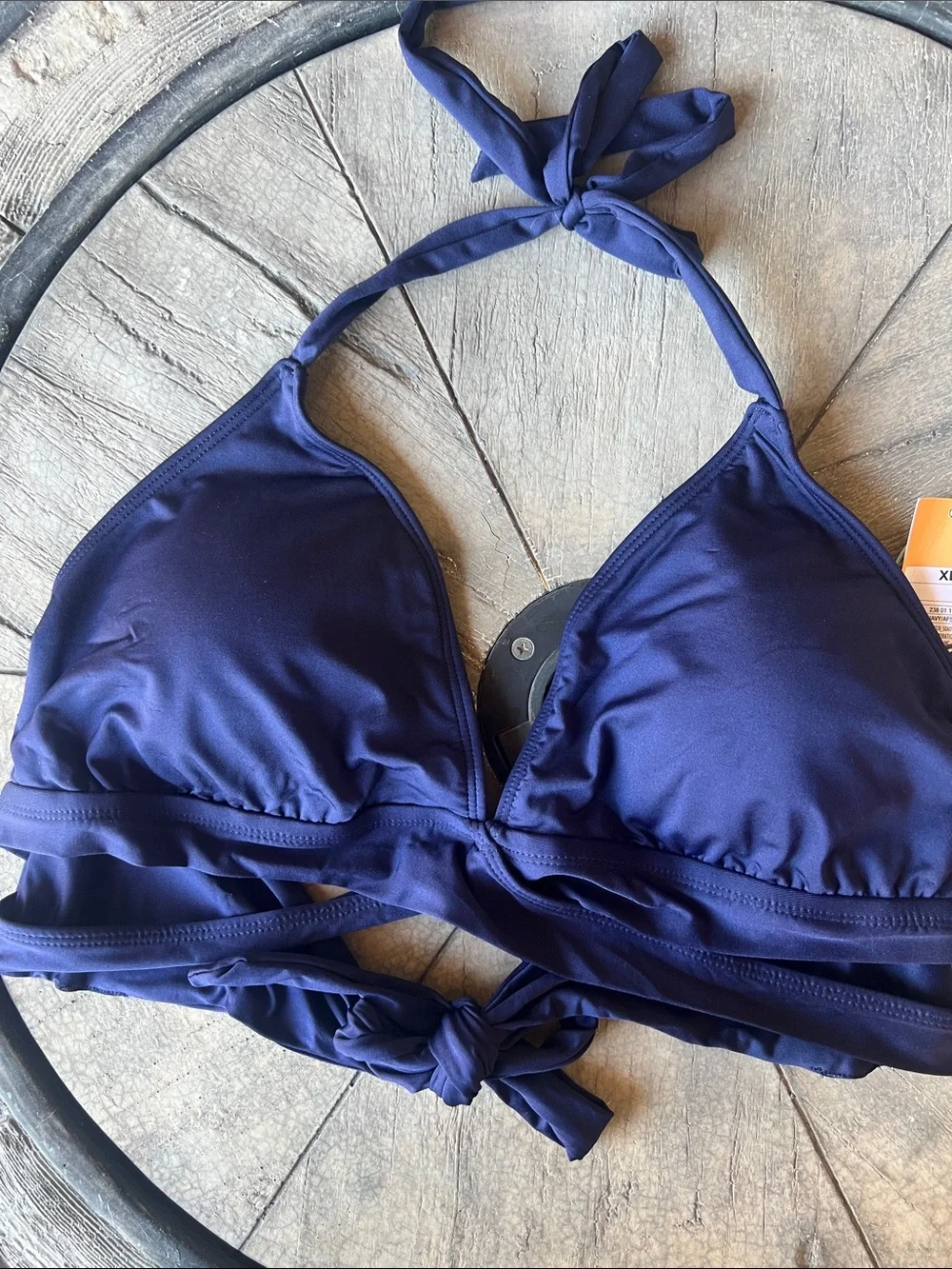 Women's Navy Tie-Back Halter Bikini Top XL BT2